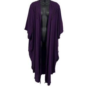 Torrid 3/4 Sleeve Open Front Kimono Cardigan Plus Size 3 4 3X 4X Challis Purple